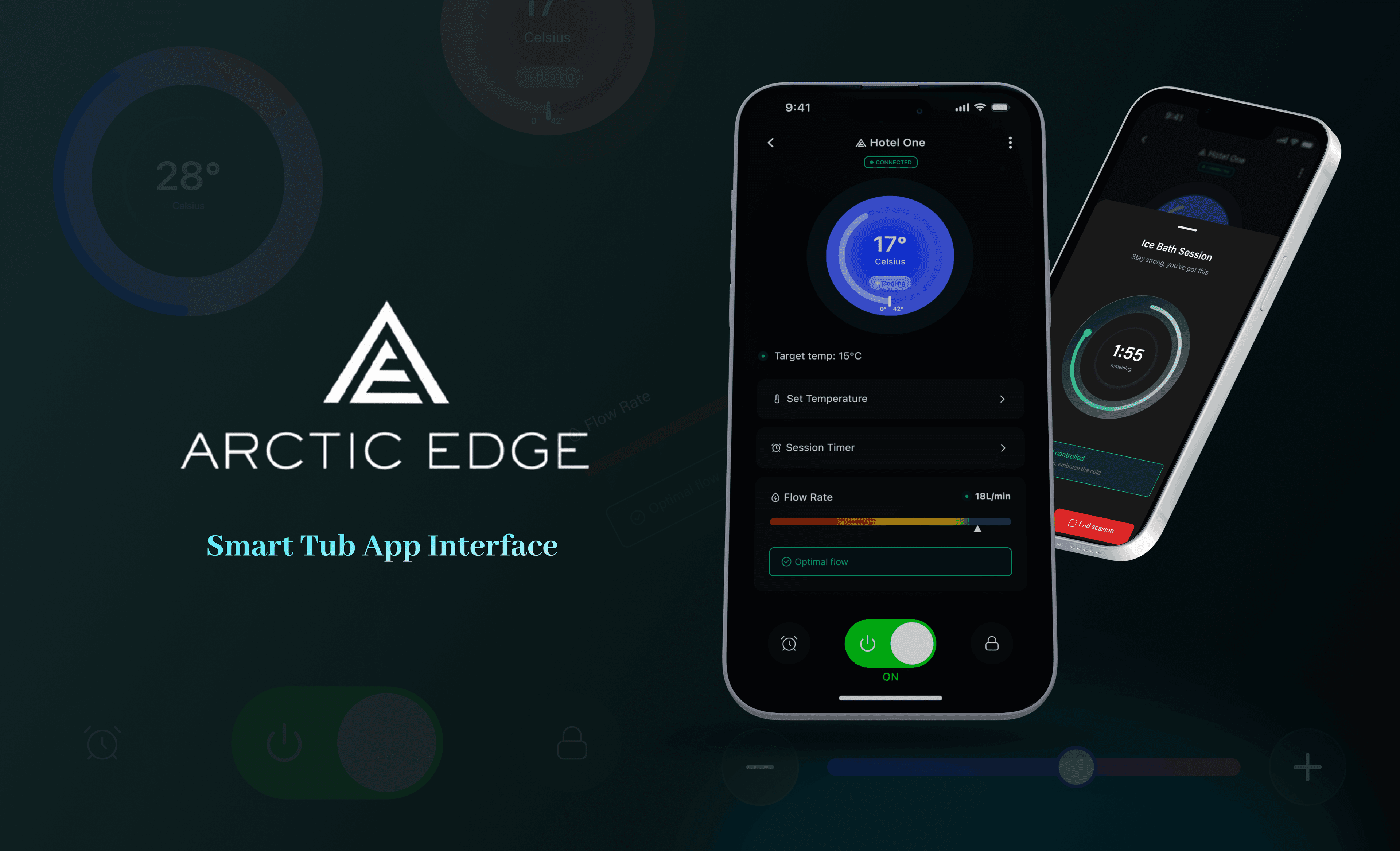Style guide composite showing type ramp, colour palette, button overview, and outline icons